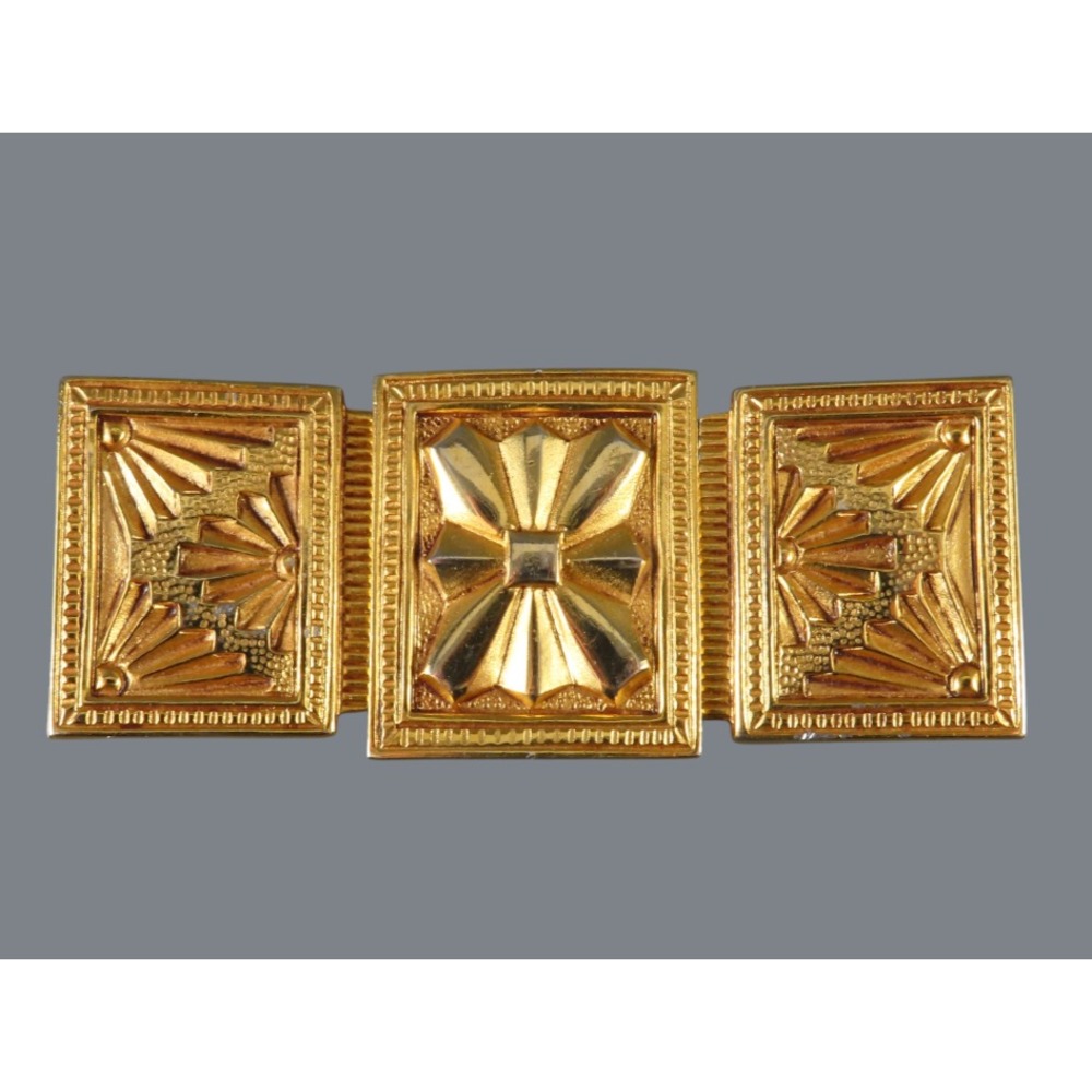 VTG Dotty Smith Belt Buckle GOLD TONE ART DECO STYLE Geometric Avant Garde NICE!